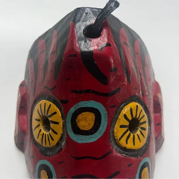 Vintage Guatemalan Monkey Wooden Dance Mask Folk Art Wall Hanging Hand Carved